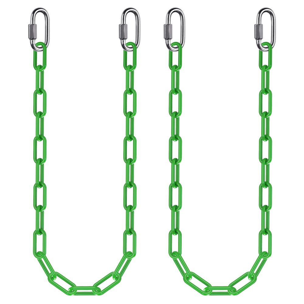 2Pcs 40" Heavy Duty Hanging Chains with Carabiners 1000 LBs Capacity Swing Extension Chain with Hooks Hammock Chains Green Coated Chain for Hanging Chair, Punching Bags, Swing Chair, Egg Chairs