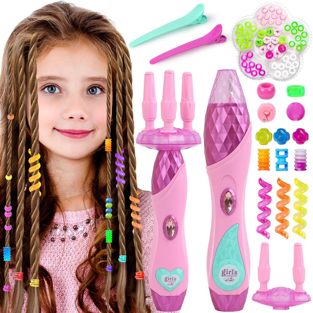 Yoloflix Hair Braiding Machine, Hair Salon Toys for Girls with Braider, Beads, Wig & Accessories, Kids Hair Styling Tool Toy Set, Christmas Birthday Toys Gifts for Girls