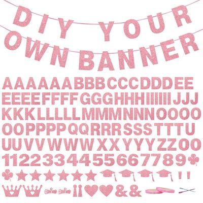 131 PCS Custom Banner Glitter DIY Letter Banners Personalized Banner for Birthday Congratulations Wedding Party Rose Golden Glitter 5-inch