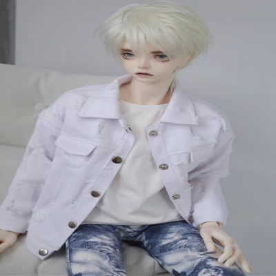 SssHam BJD Doll Clothes, 45 cm/60 cm Dolls White Denim Casual Jacket, 1/3 1/4 Ball Joint Doll Clothes (Jacket Only, Doll Not Included)(1/4)