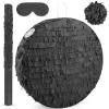 Adecortalk Black Round Blank Pinata Circle Folding Pinata with Bat Stick Blindfold Confetti for Kids Birthday Wedding Celebration Baby Shower Carnival Party Supplies,13 x 13 x 3.15 Inches view 1