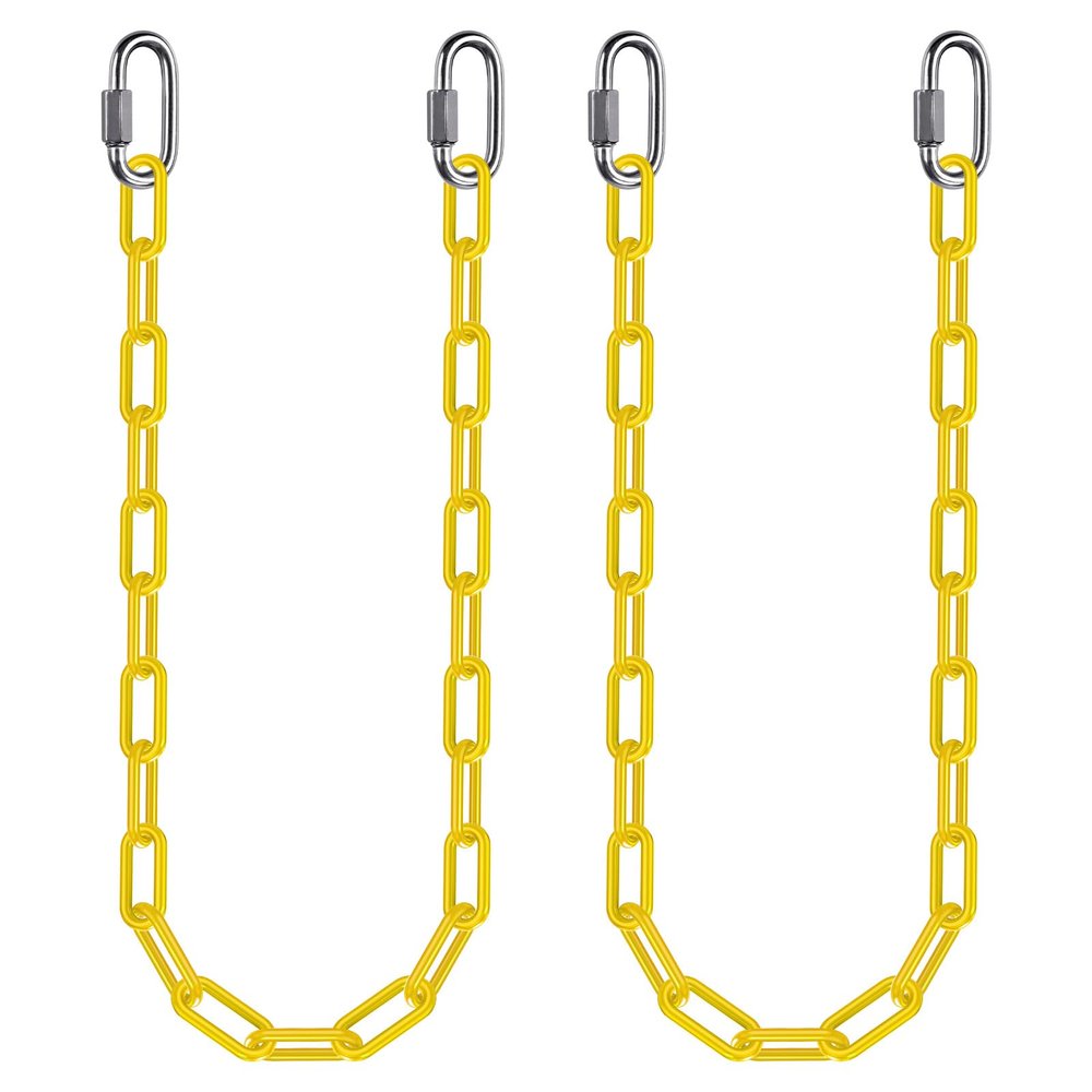 2Pcs 40" Heavy Duty Hanging Chains with Carabiners 1000 LBs Capacity Swing Chain Extension with Hooks Hammock Chains Yellow Coated Chain for Hanging Chair, Punching Bags, Swing Chair, Egg Chairs