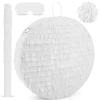 Adecortalk White Round Blank Pinata Circle Folding Pinata with Bat Stick Blindfold Mask Confetti for Kids Birthday Wedding Celebration Baby Shower Carnival Party Supplies,13 x 13 x 3.15 Inches view 1