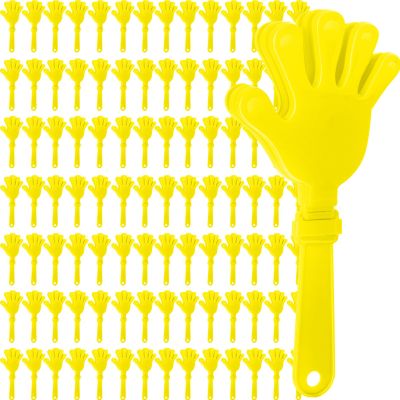 100 Pcs Hand Clappers Noisemakers 7.5 Inch Clappers Noisemakers Plastic Hand Clappers for Birthdays Game Football Sporting Events Cheers Supplies Dance Basketball Football Noisemakers(Yellow)