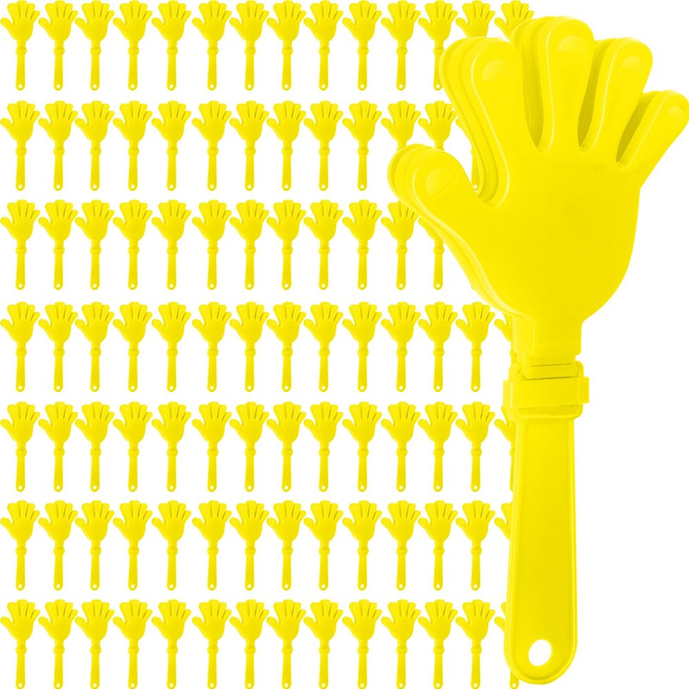 100 Pcs Hand Clappers Noisemakers 7.5 Inch Clappers Noisemakers Plastic Hand Clappers for Birthdays Game Football Sporting Events Cheers Supplies Dance Basketball Football Noisemakers(Yellow)