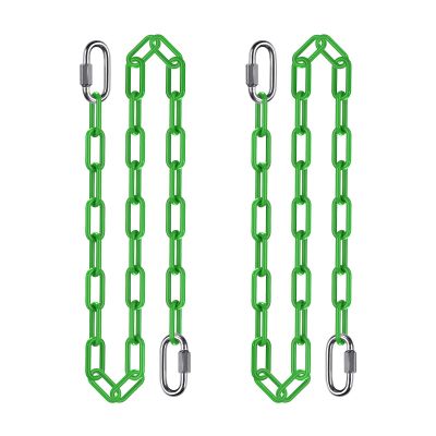 2Pcs 60" Swing Chain with Carabiners 1000 LBs Capacity Hanging Chains with Hooks Heavy Duty Porch Swing Chains Green Coated Chain for Hammock Chairs, Tree Swing, Hanging Chair, Punching Bags