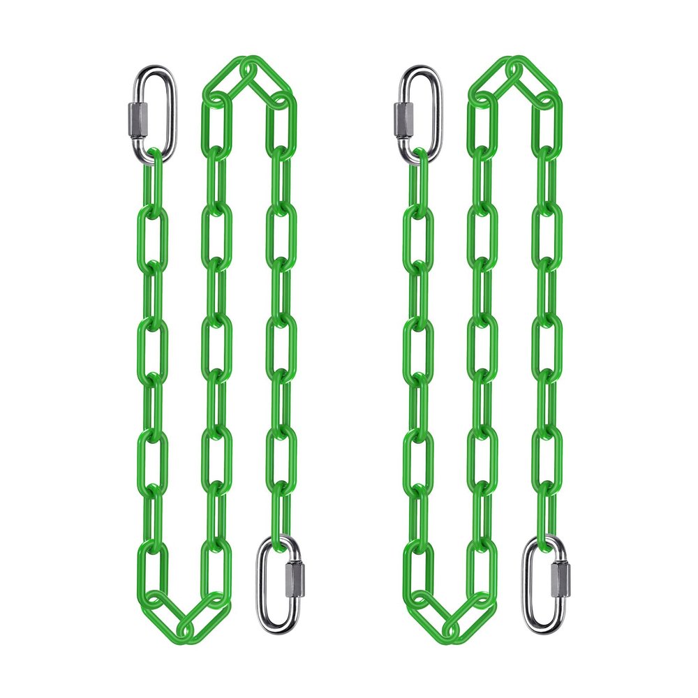 2Pcs 60" Swing Chain with Carabiners 1000 LBs Capacity Hanging Chains with Hooks Heavy Duty Porch Swing Chains Green Coated Chain for Hammock Chairs, Tree Swing, Hanging Chair, Punching Bags