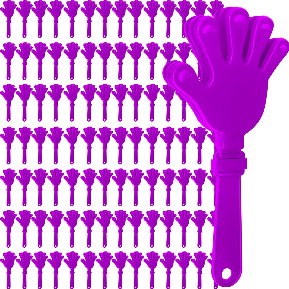 100 Pcs Hand Clappers Noisemakers 7.5 Inch Clappers Noisemakers Plastic Hand Clappers for Birthdays Game Football Sporting Events Cheers Supplies Dance Basketball Football Noisemakers(Purple)