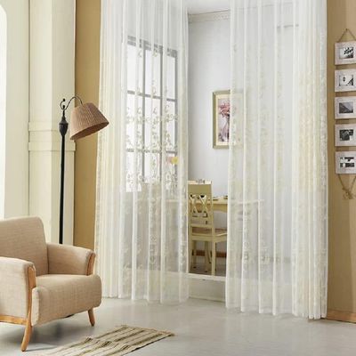 Iuokuby Modern Minimalist Rule Embroidery Sheer Curtains Window Treatments Rod Pocket Gauze Fabric for Living Kids Baby Room Bedroom(1 Panel, W 100 x L 95 inch, White)