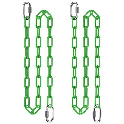 2Pcs 80" Coated Swing Chain with Carabiners 1000 LBs Capacity Heavy Duty Hanging Chains Porch Swing Chains with Hooks Green Chain for Hammock Chairs, Tree Swing, Hanging Chair, Punching Bags