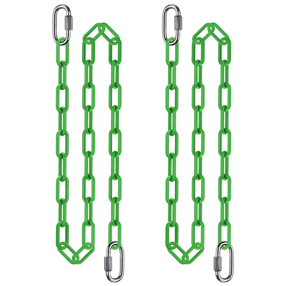 2Pcs 80" Coated Swing Chain with Carabiners 1000 LBs Capacity Heavy Duty Hanging Chains Porch Swing Chains with Hooks Green Chain for Hammock Chairs, Tree Swing, Hanging Chair, Punching Bags