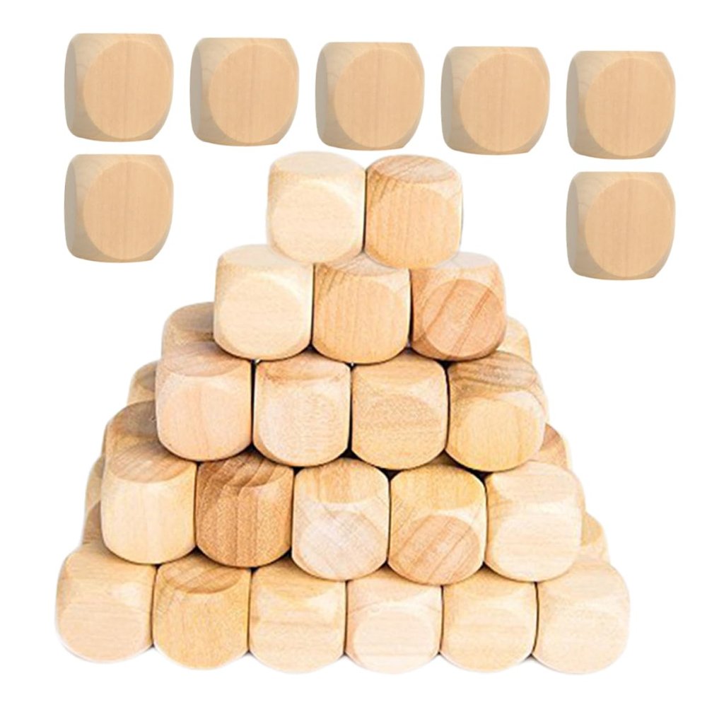 BESPORTBLE 100Pcs Blank Wooden Dice Sided Rounded Corner Cubes for DIY Crafts Board Games and Educational Activities Wood Blocks for Creative Projects