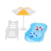1Set Miniature Pool Accessory Dollhouse Swimming Pool Swim Ring Beach Chair and Umbrella Models for DIY Fairy Garden and House Decoration Collection view 1
