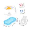 1Set Miniature Pool Accessory Dollhouse Swimming Pool Swim Ring Beach Chair and Umbrella Models for DIY Fairy Garden and House Decoration Collection view 2