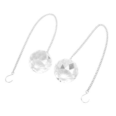aqxreight 2pcs Prism Pendant Window Rainow Maker Ornament with Chain for Easy Hanging Transparent Clarity Prism Finely Crystals PrismCrystal Pendan (Transparent)
