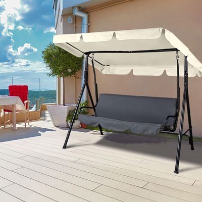 76"x44" Outdoor Swing Cover Replacement UV30+ 180gsm Canopy Top for Porch Patio Garden Pool Seat (Ivory)