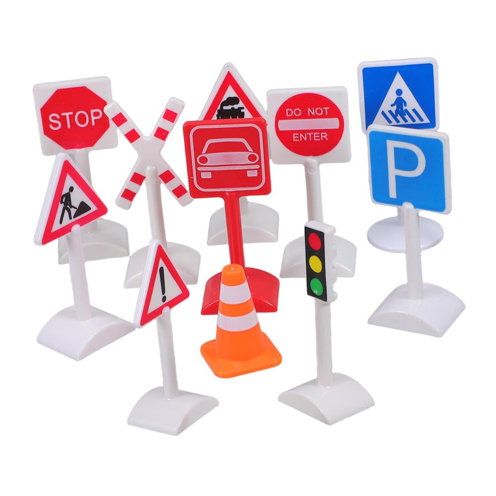 Cabilock 1Set Mini Traffic Lights Road Signs Traffic for Simulation for Sandbox Play Educational Traffic Tools Construction
