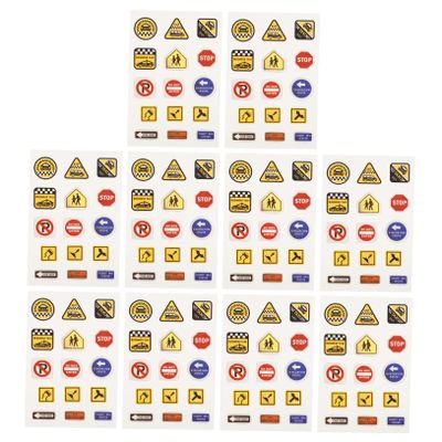 Angoily 10Sheets Road Traffic Decals for Imaginative Play Easy to Peel No Sticky for Learning Traffic Signs Fun Activities