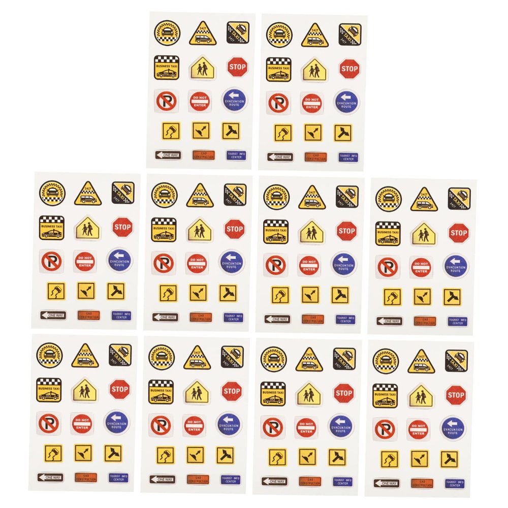 Angoily 10Sheets Road Traffic Decals for Imaginative Play Easy to Peel No Sticky for Learning Traffic Signs Fun Activities