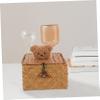 ABOOFAN Cute Bear Seagrass Storage Basket Lid Woven Organizer for Toiletries and Home Decor for Nursery Living Room and Bathroom Supplies view 4