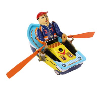 Row Boat Decor,Row Boat Decor Tabletop,Iron Innovative Multifunctional Vintage Miniature Wind Up Toy Tabletop Ornament for Home Filming and Collectibles
