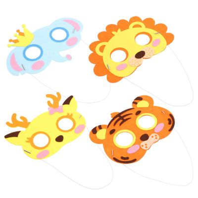 Cabilock 4Pcs Animal Masks Cute Cartoon Face Masks for Halloween Party Favors Realistic Tiger Deer Lion Elephant Designs for Cosplay Festive Fun