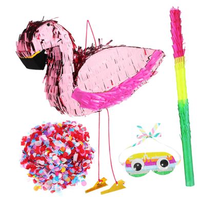 Alasum 1Set Flamingo Pinata with Pinata Stick Blindfold for Birthday Celebrations Fun Games and Surprise Fillings