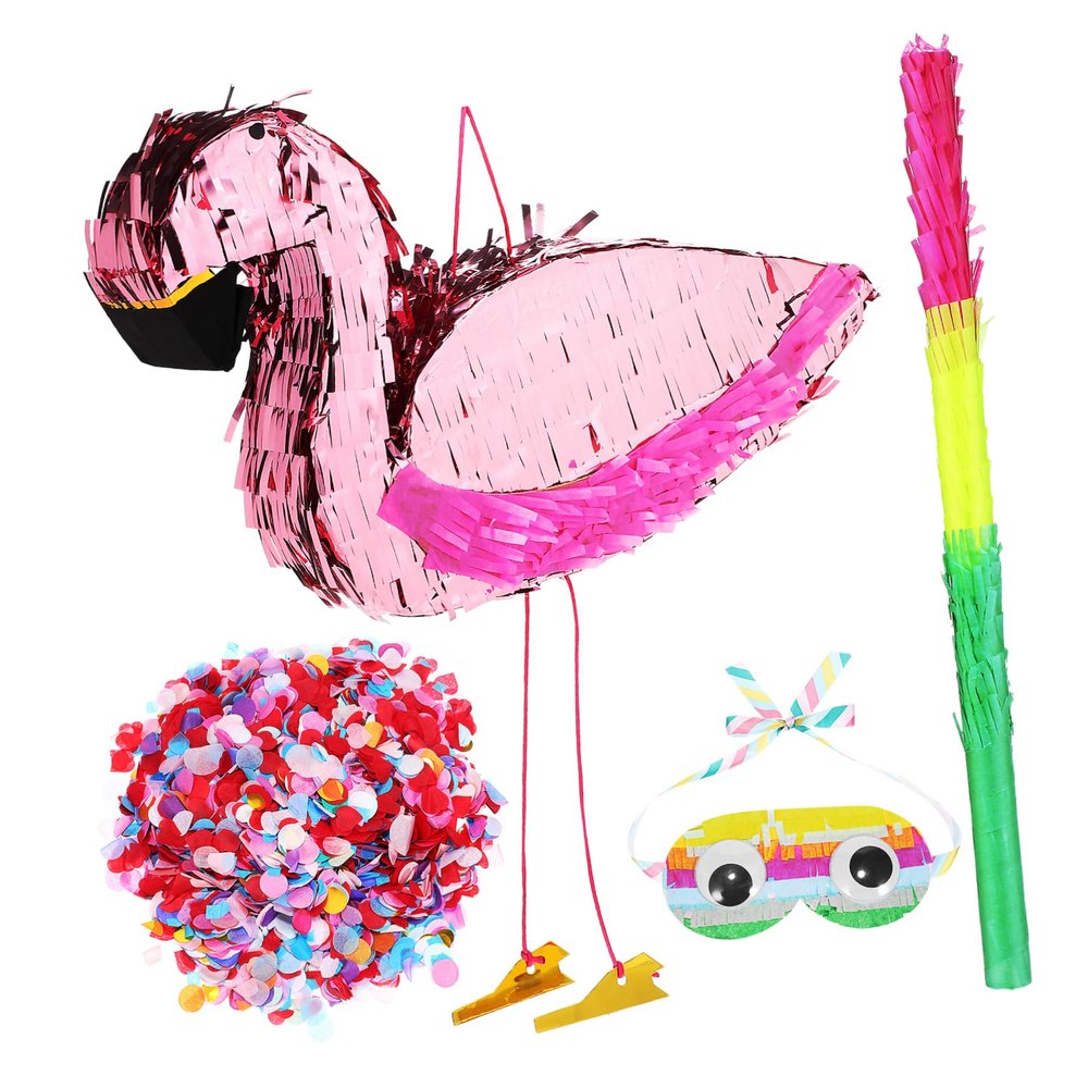 Alasum 1Set Flamingo Pinata with Pinata Stick Blindfold for Birthday Celebrations Fun Games and Surprise Fillings