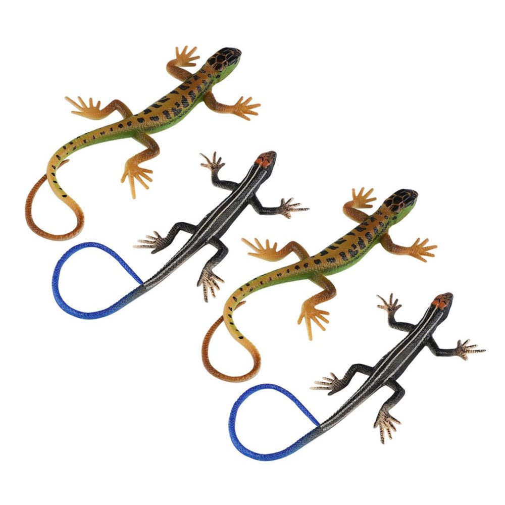 BESPORTBLE 4Pcs Realistic Lizard Simulation Reptile Models for Halloween Party Props Lifelike Plastic Lizard Figures for Learning Play for Boys
