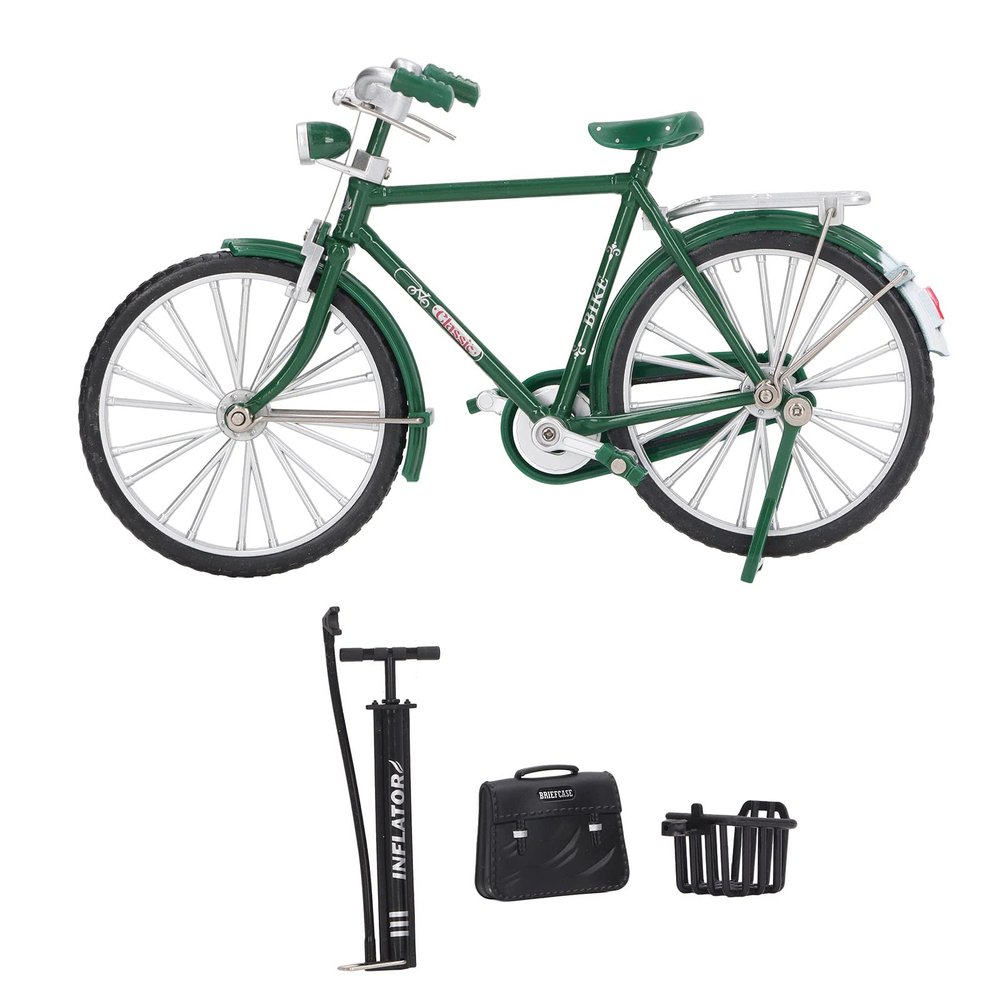 aqxreight 1 10 Alloy Model Vintage Miniature Simulation Collection Standing Bike Model with Inflator Briefcase Green 1 10 Alloy ModelAlloy ModelAlloy ToySimulation (Green)