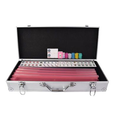 American Mahjong Set 166 Premium with Aluminum Case Complete Mahjong Tiles, Racks & Accessories for Family Game Nights Party (Plastic Ruler)