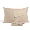 100% Egyptian Cotton Youth Pillowcase, 500 Thread Count Pack of 2, Zippered Travel Pillows case Super Soft and Breathable Youth Pillow Protector 16x22 Inches, Beige Striped view 1