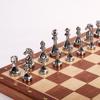 15-Inch Folding Chess Set, Wooden Board with Metal PiecesMetal Bronze Chess Pieces, Travel Board Game with Extra 2 Queens (Gold and Silver) view 1