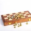 15-Inch Folding Chess Set, Wooden Board with Metal PiecesMetal Bronze Chess Pieces, Travel Board Game with Extra 2 Queens (Gold and Silver) view 2