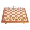 15-Inch Folding Chess Set, Wooden Board with Metal PiecesMetal Bronze Chess Pieces, Travel Board Game with Extra 2 Queens (Gold and Silver) view 3