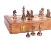 15-Inch Folding Chess Set, Wooden Board with Metal PiecesMetal Bronze Chess Pieces, Travel Board Game with Extra 2 Queens (Bronze Color) view 1