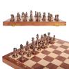 15-Inch Folding Chess Set, Wooden Board with Metal PiecesMetal Bronze Chess Pieces, Travel Board Game with Extra 2 Queens (Bronze Color) view 3
