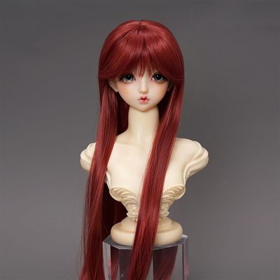 SssHam BJD Doll Hair Wigs, Soft Wig Hair Long Straight Doll Wig BJD Doll Wig for 1/3 1/4 1/6 BJD Doll(Red,1/6)