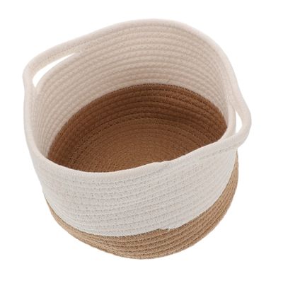 ABOOFAN Collapsible Cotton Rope Storage Basket for Desktop Organizing Woven Snack and Toy Organizer 1-Piece Aesthetic Home and Office Decor