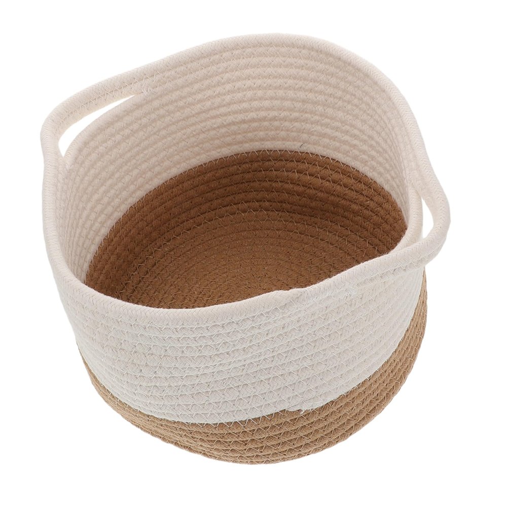 ABOOFAN Collapsible Cotton Rope Storage Basket for Desktop Organizing Woven Snack and Toy Organizer 1-Piece Aesthetic Home and Office Decor