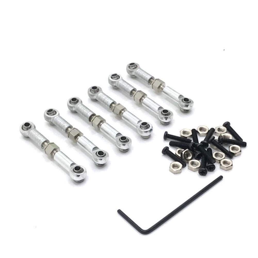 Metal Linkage Traction Rod Servo Steering Tie Rod Front Rear Compatible with RC Car Upgrade Spare Parts 184011 Fits 1 18 Scale Models A949 A959 A969 A979 K929(Silver)