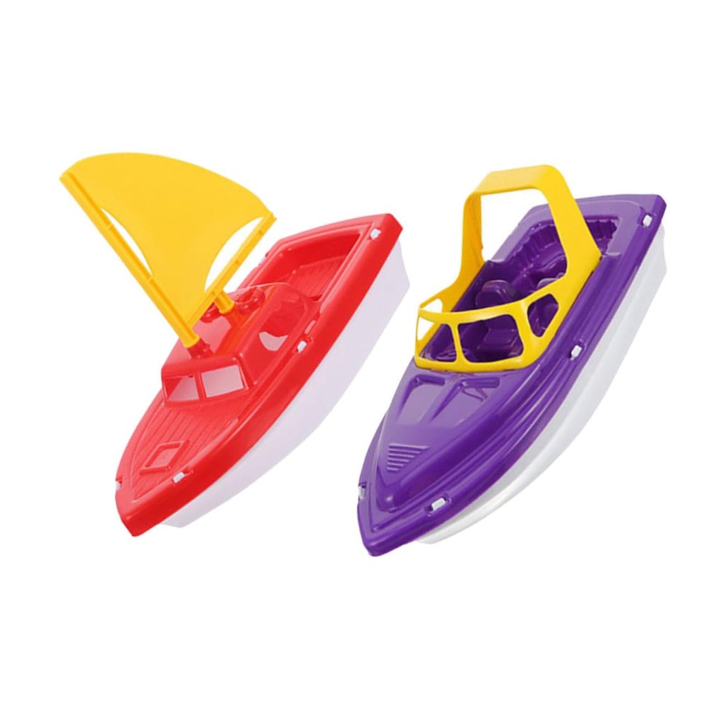Kisangel 2Pcs Plastic Sailboat and Speedboat Set Engaging Bath for Ages Beach and Pool Fun and Lightweight Design for Easy Storage