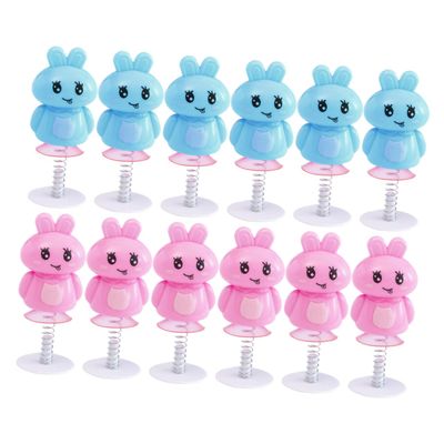 ibasenice 12Pcs Adorable Rabbit Spring Press and Bounce Playthings Hopping Fun for Energy Saving Design for Boys Random Color