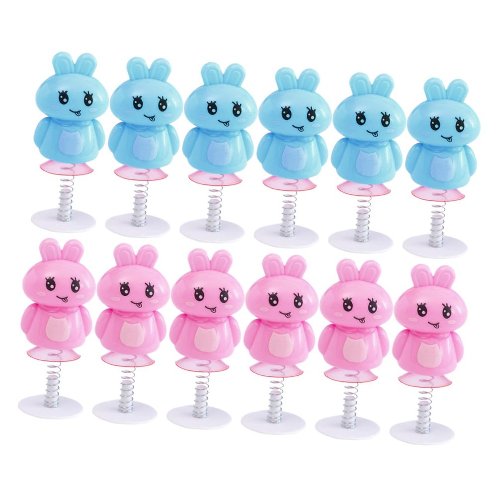 ibasenice 12Pcs Adorable Rabbit Spring Press and Bounce Playthings Hopping Fun for Energy Saving Design for Boys Random Color