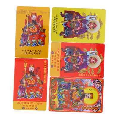 Cabilock 5pcs Tai Sui Amulet Card for Year Snake Auspicious Protection Cards Print for Luck and Success Thoughtful for