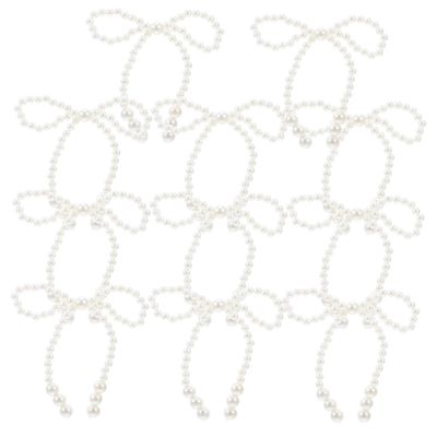 10pcs Fake Pearl Bow Cake Decoration White Imitation Pearl Bow Cupcake Toppers Party Bouquets Decor for Wedding Bridal Birthday Decoration