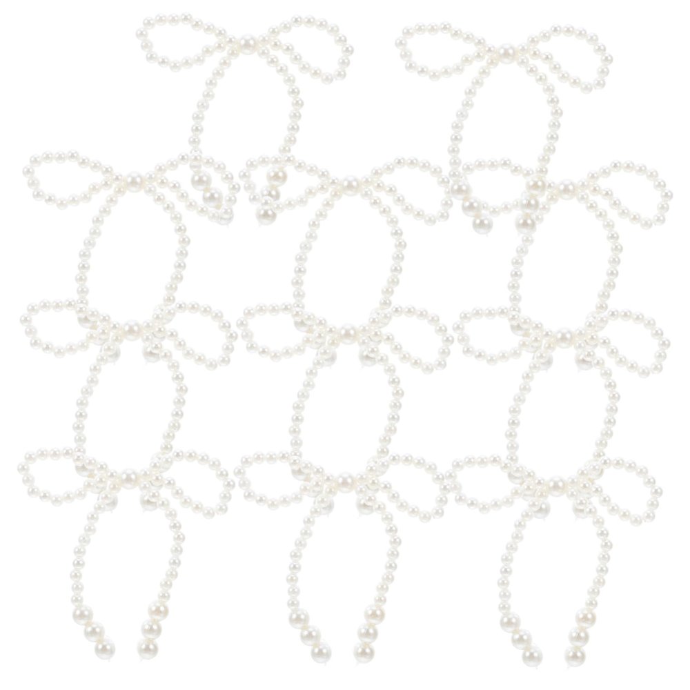 10pcs Fake Pearl Bow Cake Decoration White Imitation Pearl Bow Cupcake Toppers Party Bouquets Decor for Wedding Bridal Birthday Decoration