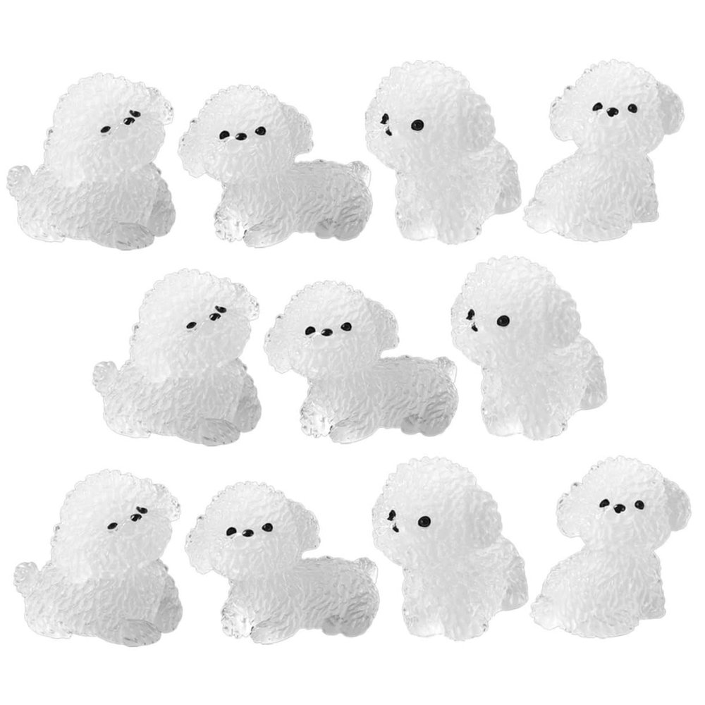 24pcs Miniature Resin Dog: Glow in The Figurines Tiny Puppy Models Cake Topper for DIY Crafts Fairy Garden Dollhouse Landscape Desk Shelf Decoration