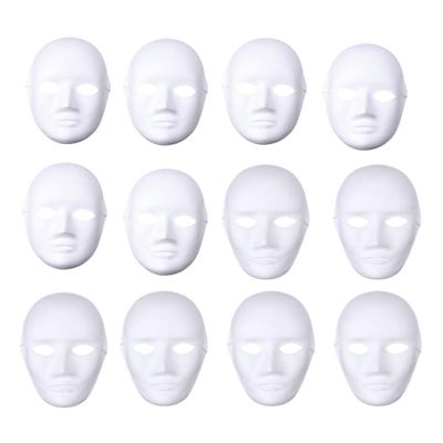 12pcs Full Face Mask Halloween Mask White DIY Mask Dance Cosplay Masquerade Party Mask (6pcs Male and 6pcs Female)/36068