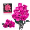 12 Pink Rose Bouquet Building Set with Heart-Shaped Gift Box Base, 528PCS Gothic Romantic Roses Artificial Flower Building Blocks, Gift for Christmas,Valentines Day, Anniversary for Wife Women Girls view 1